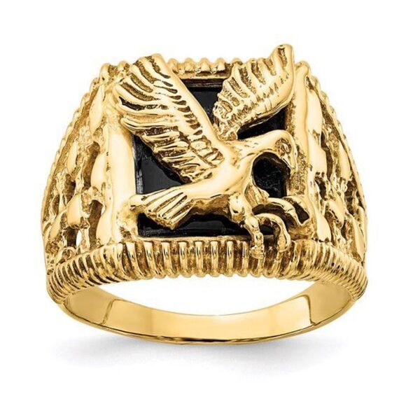 10K Men's Onyx Eagle Ring